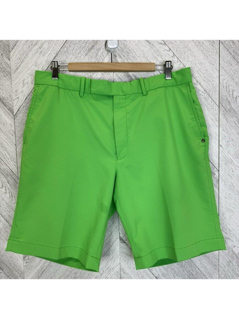 RLX Ralph Lauren Flat Front Golf Chino Shorts Mens Size 35 Green 9.5" Inseam